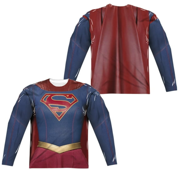 Supergirl - Supergirl Uniform (Front/Back Print) - Regular Fit Long Sleeve Shirt - Large
