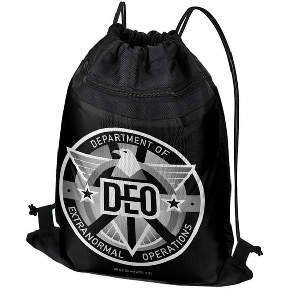 Supergirl TV Series DEO Department of Extranormal Operations Emblem Drawstring Backpack Sports Bag Sackpack 17" x 13", Perfect for Gym, Yoga or Practice