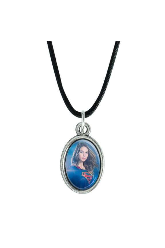 Supergirl TV Series Supergirl Character Antiqued Oval Charm Pendant with Black Satin Cord