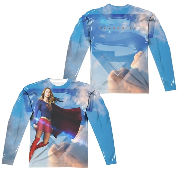 Supergirl - Up In The Sky (Front/Back Print) - Regular Fit Long Sleeve Shirt - Medium