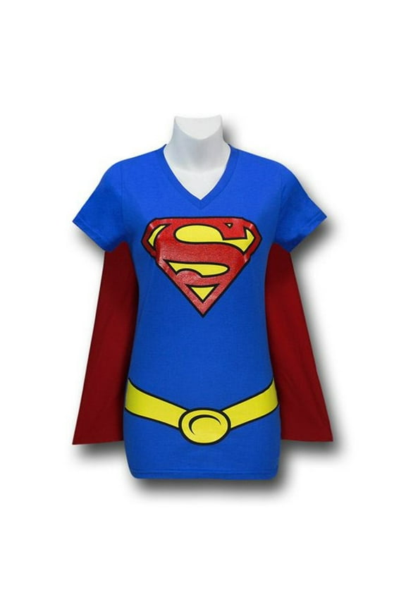 Women's V-Neck Caped Costume T-Shirt-Small