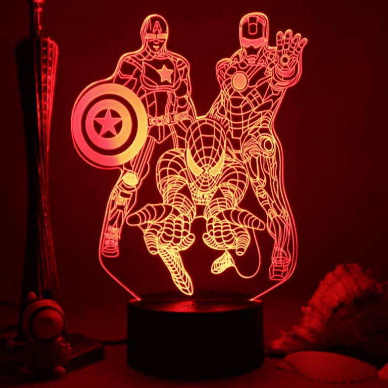 Superhero 3D LED Spider Boy Night Light Intelligent Remote Control 16 Color Change Iron Boy Lamp for Kids Bedroom Decoration for Boys Birthday Gifts Walmart