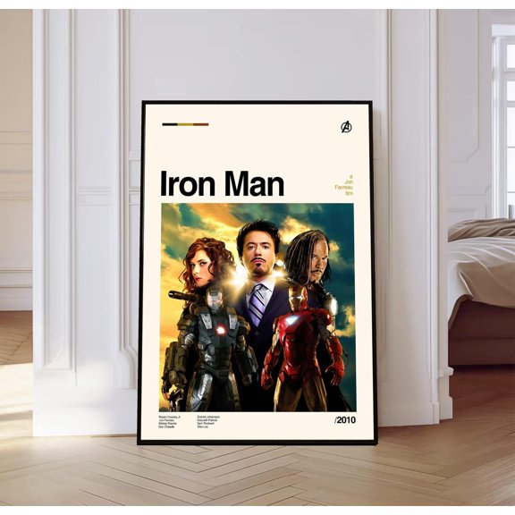 Superhero Action Wall Decor Billionaire Inventor Art Modern Minimalist, Unframed Poster