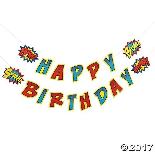 Superhero Birthday Party Garland Banner By Otc