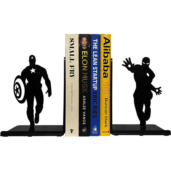 Superhero Bookends | Decorative Bookends for Shelves | Non-Skid Book Holders for Shelves, Table | Unique Home/Office Decor | Heavy Bookends| Metal Book Ends| 7x5.5x4 Inches Each