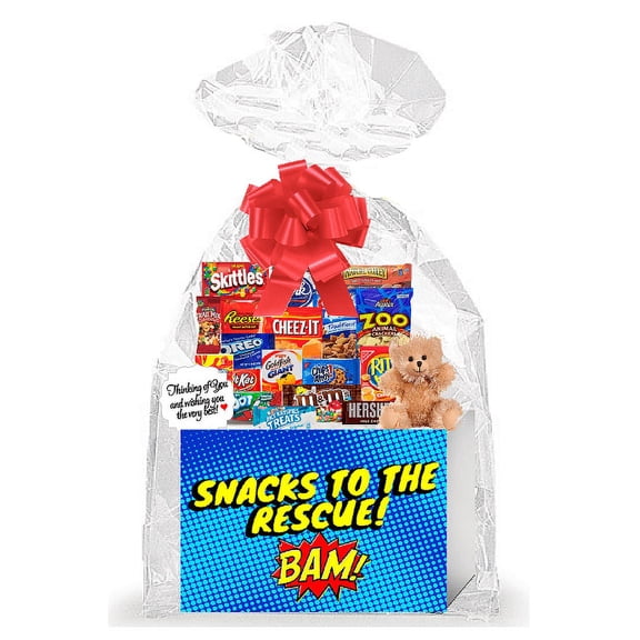 Superhero Boy Snacks to The Rescue Thinking of You Cookies, Candy & More Care Package Assortment Variety Gift Box Bundle Set