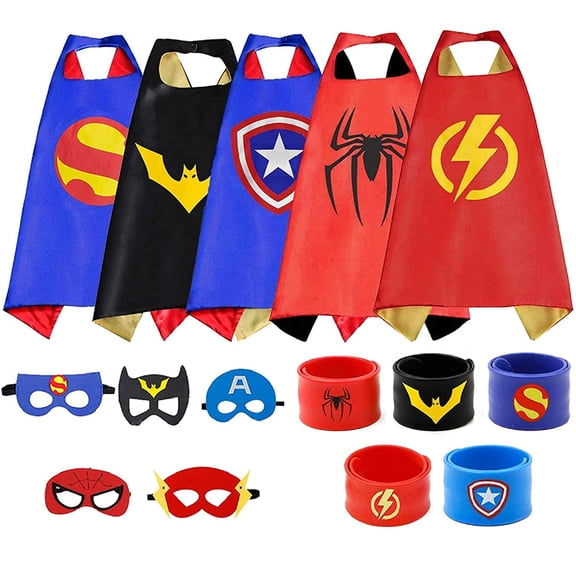 Superhero Capes, Superheros Dress Up Costumes Role Play Hero Capes Wristband Masks Blinder Fit for Dress up and Holiday Halloween Costumes
