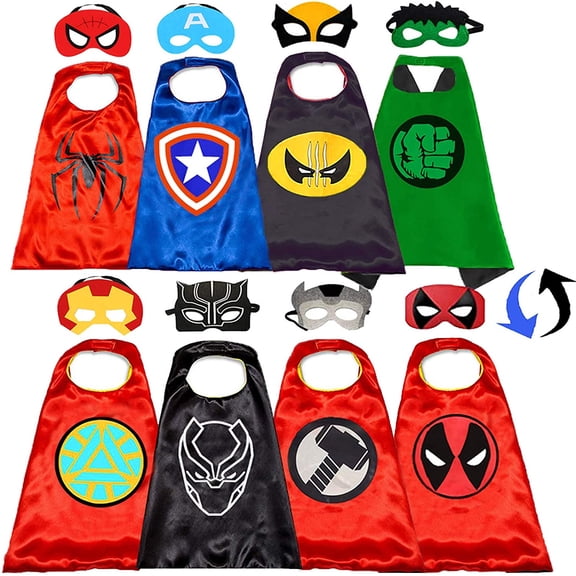 Superhero Capes, Superheros Dress Up Costumes Role Play Hero Capes Wristband Masks Blinder Fit for Dress up and Holiday Halloween Costumes