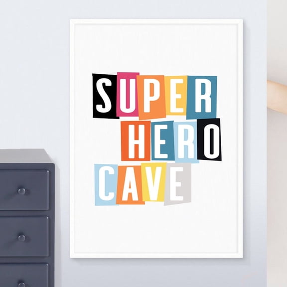 Superhero Cave Print, Superhero, Little Man Cave, Superhero Art, Modern Quote, Superhero Wall Art, Boys Room Decor, Print Wall Art, Modern Wall Decor, 8x12 UNFRAMED