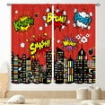 thumbnail image 1 of Superhero City Curtains for Boys Kids Teens, Red Spider Web Cityscape Buildings Cartoon Comic Blackout Window Curtains for Baby Room Bedroom Living Nursery 2 Panel Sets, 52"x84" Inch, 1 of 5