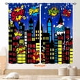 thumbnail image 1 of Superhero City Curtains, Comic Night Starry Skyline Cityscape Buildings Comic Blackout Window Curtains for Boys Kids Baby Room Bedroom Living Nursery 2 Panel Sets, 52"x84" Inch, 1 of 5