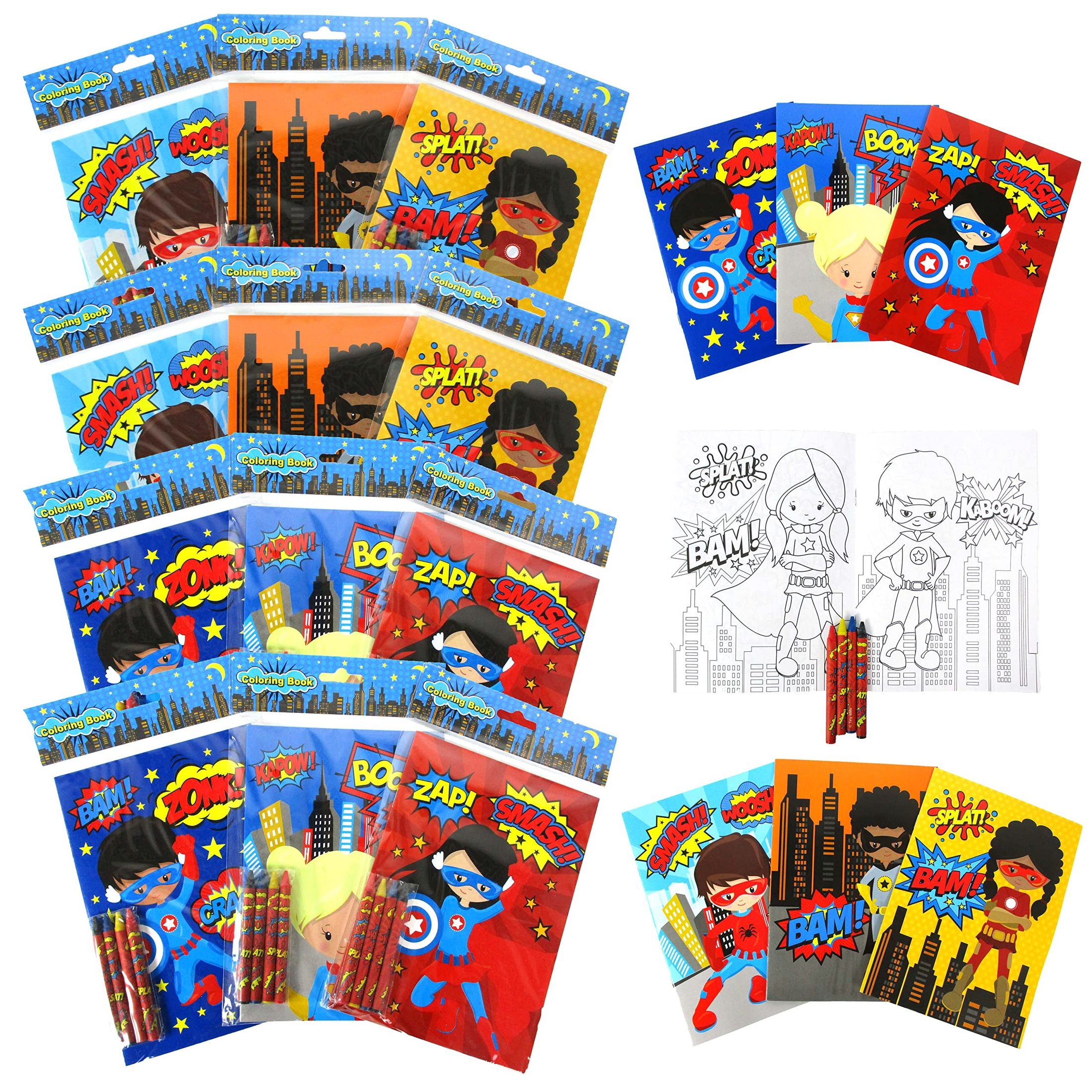 Superhero Color Blast Pack - 12 Coloring Books & 48 Crayons! Ultimate ...
