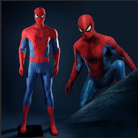 Superhero Cosplay Costume Classic Red Blue Spider Suit for Halloween Party Stage Performance Role Play Outfit Red 100