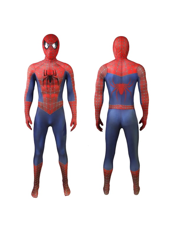 Superhero Cosplay Costume Classic Spider Suit Full Body Spandex Jumpsuit Costume, Stretch Spandex with Hidden Zippers and Wrist Slits