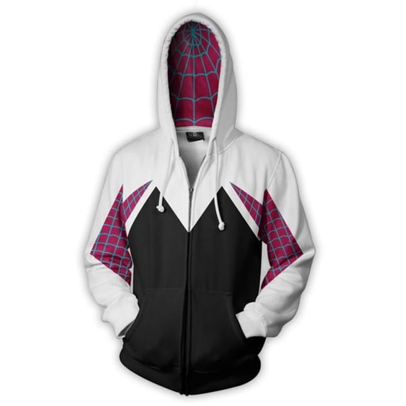 Superhero Cosplay Hoodie, Spider Graphic Print Long Sleeve Hooded Sweatshirt with Pocket, Casual Loose Fit Outerwear for Men Women,Wine