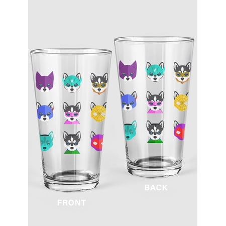 Superhero Costume Dogs Pint Glass -SPIdeals Designs, 16 oz Transparent Glass