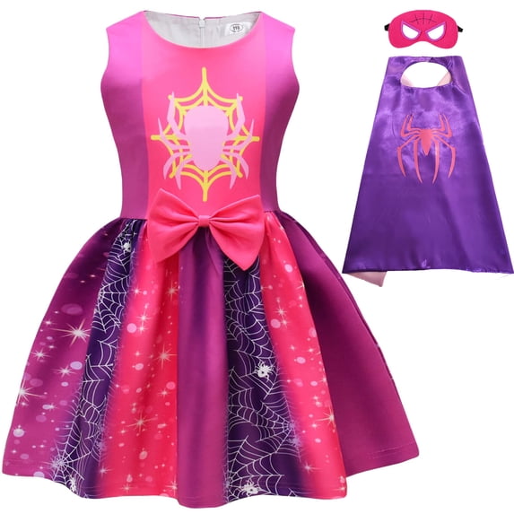 Costume Dress for Girls with Mask&Cape Halloween Spider Dress up 6-7Y