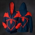 thumbnail image 1 of Superhero Costume Jacket Full Zip Sweatshirt Spider Cosplay Hoodie Web Print Streetwear for Parties, 1 of 8