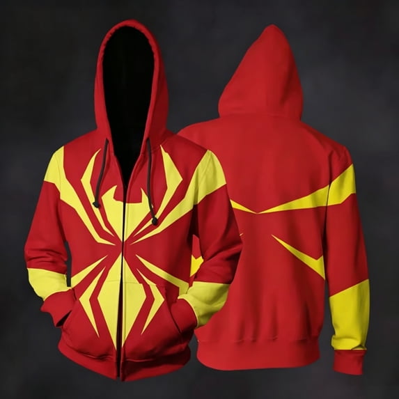 Superhero Costume Jacket Full Zip Sweatshirt Spider Cosplay Hoodie Web Print Streetwear for Parties