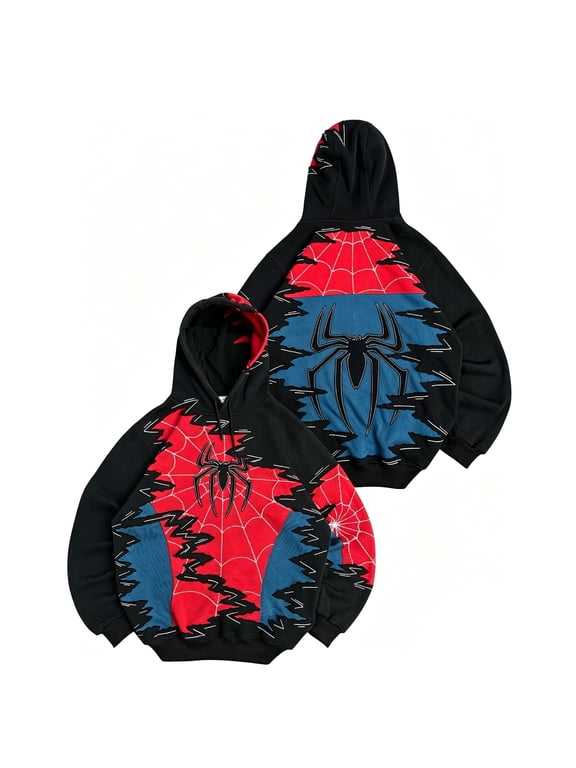 Superhero Costume Jacket Spider Cosplay Hoodie Full Zip Sweatshirt Web Print Streetwear for Theme Events