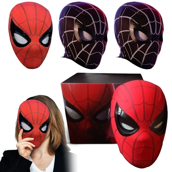 Superhero Costume Mask, Breathable Fabric Helmet for Halloween Party Cosplay Costume Accessory,Full Face Movable Eyes Remote Control Mask, Perfect for Men Halloween-D