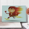 thumbnail image 1 of Superhero Cutting Board, Lightning Bolt Man with Cape and Fast Fun Cartoon Character Art Print, Decorative Tempered Glass Cutting and Serving Board, Large Size, White Red, by Ambesonne, 1 of 5