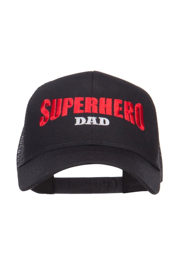 Superhero Dad Letters Embroidered Trucker Cap - Black OSFM