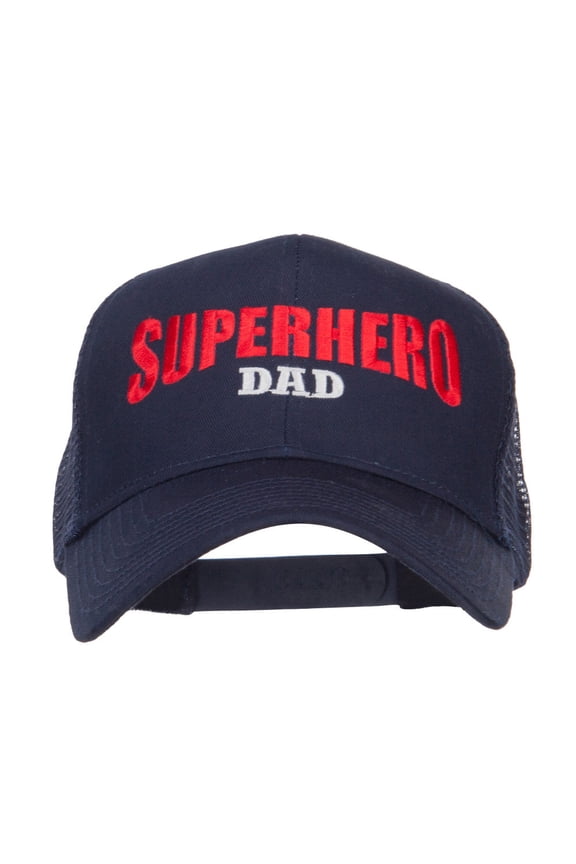 Superhero Dad Letters Embroidered Trucker Cap - Navy OSFM