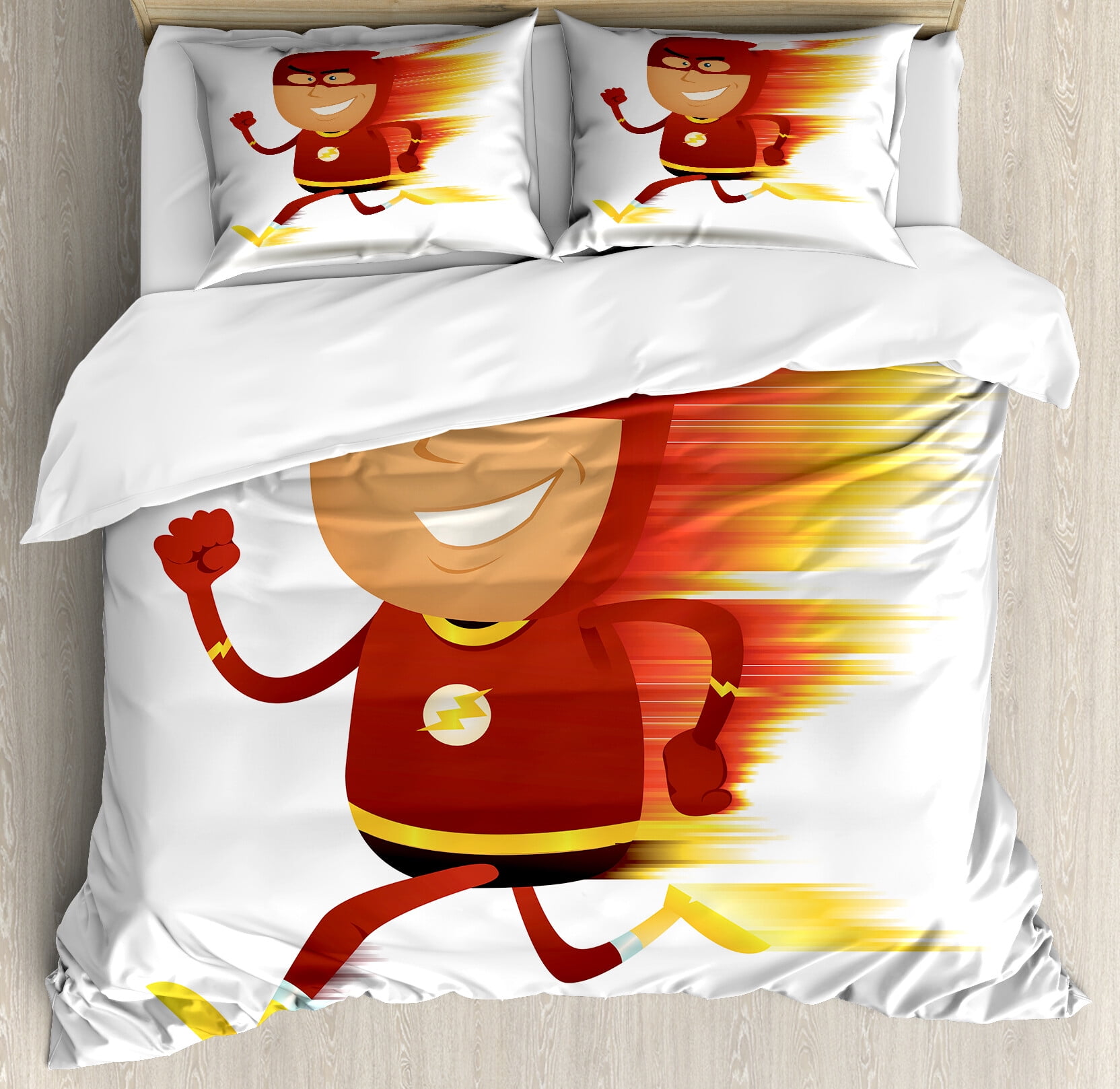 California King Superhero Lightning Bolt Duvet Cover Set