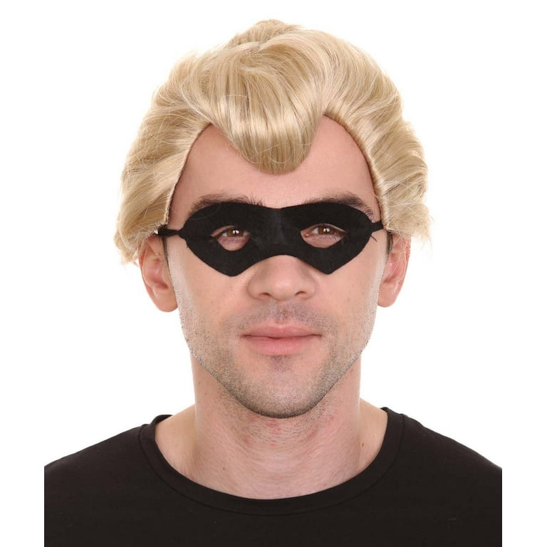 Superhero Family Men s Wig with Mask Set Blonde Cosplay Halloween Wigs