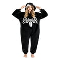 thumbnail image 1 of Superhero Flannel Onesie Jumpsuit, Full Zip Hooded Web Printed Sleepwear Loungewear Apparel for Adults Halloween Party, 1 of 4