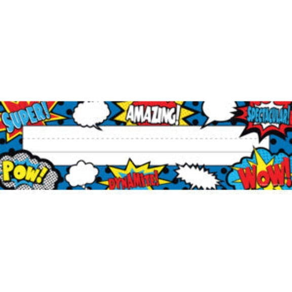 Superhero Flat Name Plates, Pack of 36