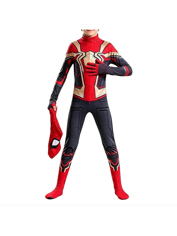 Superhero Full Body Cosplay Costume with Mask, Web Hero Jumpsuit Outfit for Halloween, Costume Parties & Stage Performances