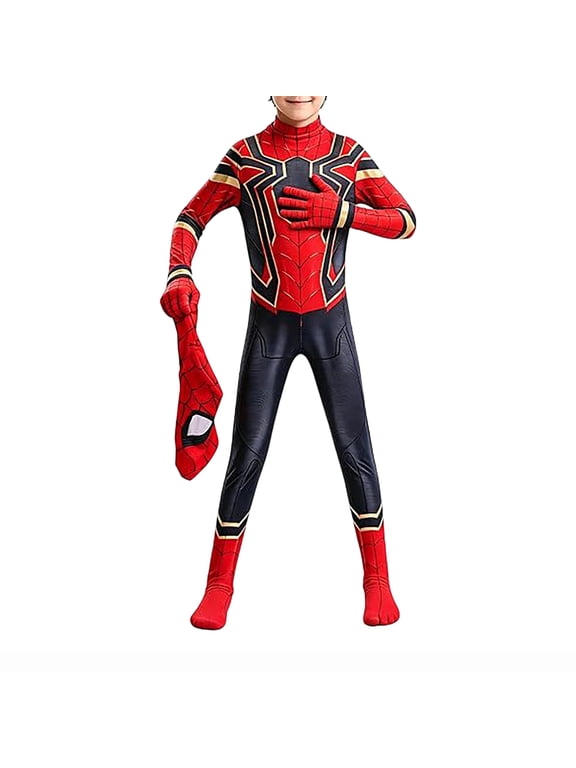 Superhero Full Body Jumpsuit Costume Stretch Bodysuit with Mask for Halloween & Costume Parties