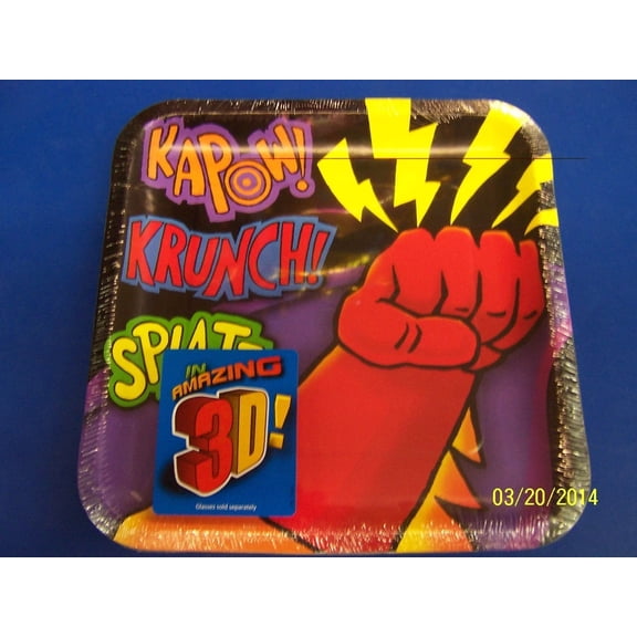 Superhero Fun 3D Comic Book Super Hero Birthday Party 9" Square Dinner Plates