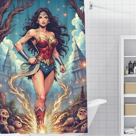 Superhero Gir Shower Curtain 59*71 Inches Waterproof And Durable Vivid Patterns Instantly Elevates Bathroom Style