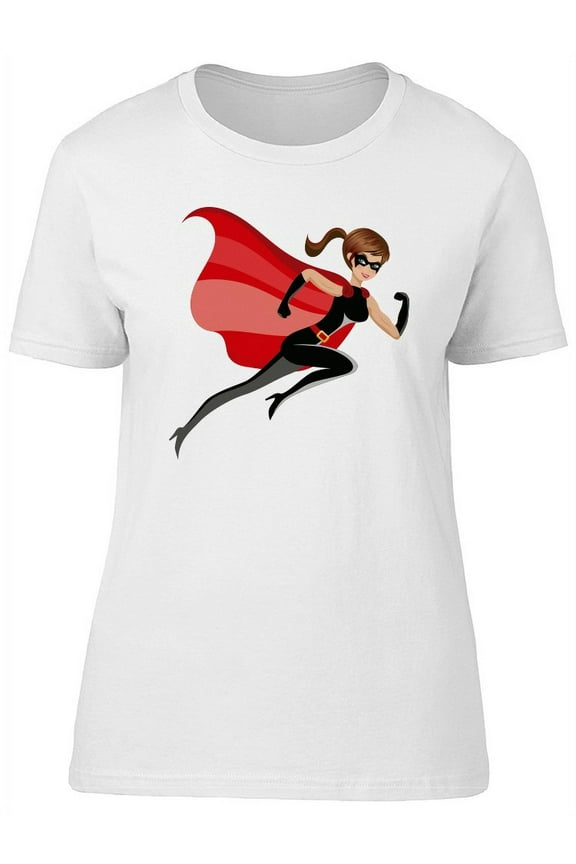 Superhero Girl With Red Cape T-Shirt Women -Image by Shutterstock, Female Medium