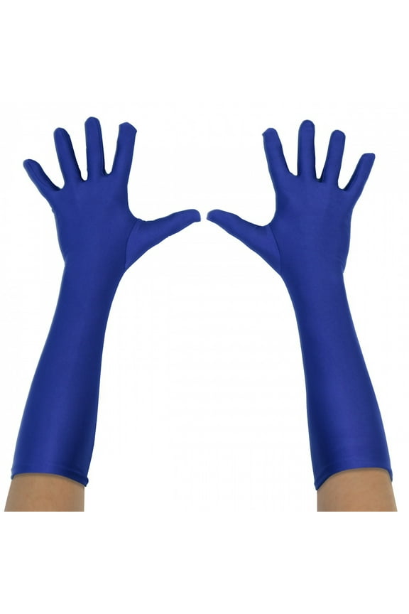 Superhero Gloves Adult Costume Accessory Blue Long - One Size