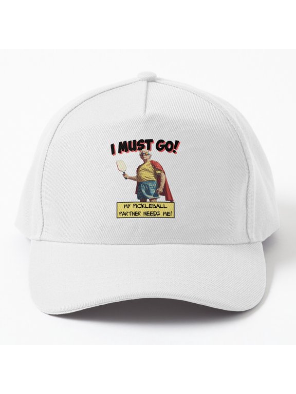 Superhero Grandpa Pickleball Baseball Hat, Comic I Must Go Partner Quote Design Cap