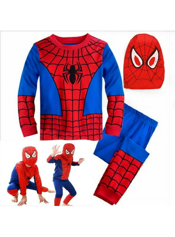 Superhero Halloween Costume Clothes Child Fancy Dress Up Kids Boys Juniors Cosplay Outfits M