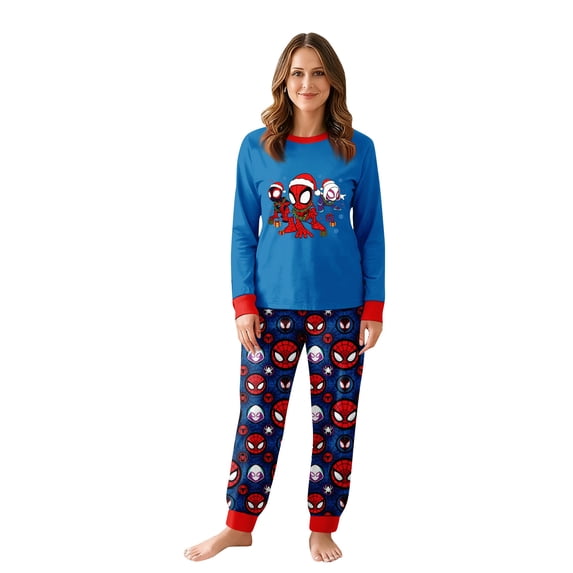 Superhero Halloween Pajamas Set Long Sleeve Top and Pants Featuring Spider Festive Graphic Comfortable Fit Sleepwear for Evenings