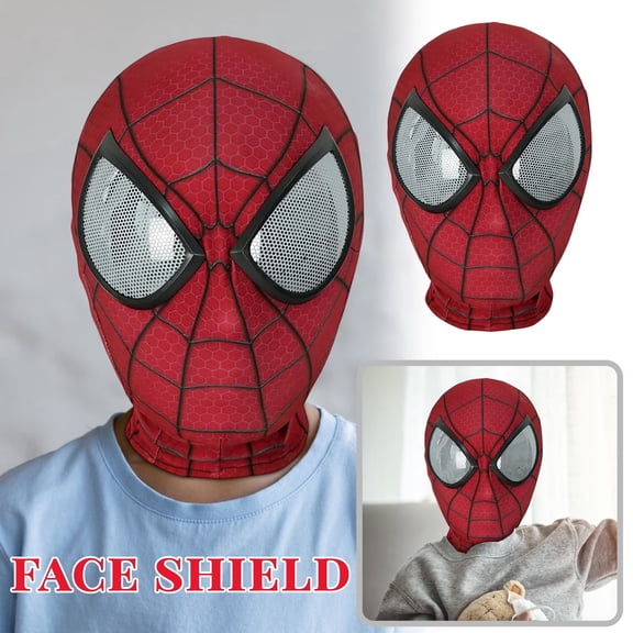 Superhero Head Cover Mask with Breathable Eye Mesh Soft Elastic Pullover for Holiday Dress Up, Red, 1 Piece