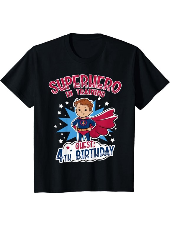 Superhero In Training, Birthday Shirt 4, Brown Hair Unisex Men Women T-Shirt S-5XL - Best Birthday Gifts