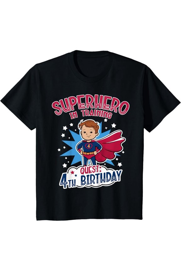 Superhero In Training, Birthday Shirt 4, Brown Hair Unisex Men Women T-Shirt S-5XL - Best Birthday Gifts