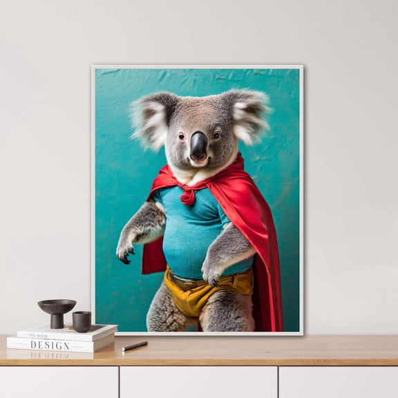 Superhero Koala Ai Generated Animal Portrait Digi Art Children'S Room Poster , Poster Print Only