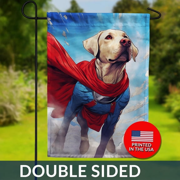Superhero Labrador Flag Comic Book Style Double Sided Dog Flag