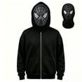 thumbnail image 1 of Superhero Masked Zip Up Hoodie, Movie Character Graphic Print Full Zip Pocket Sweatshirt Apparel for Boys Girls Cosplay Party, 1 of 2
