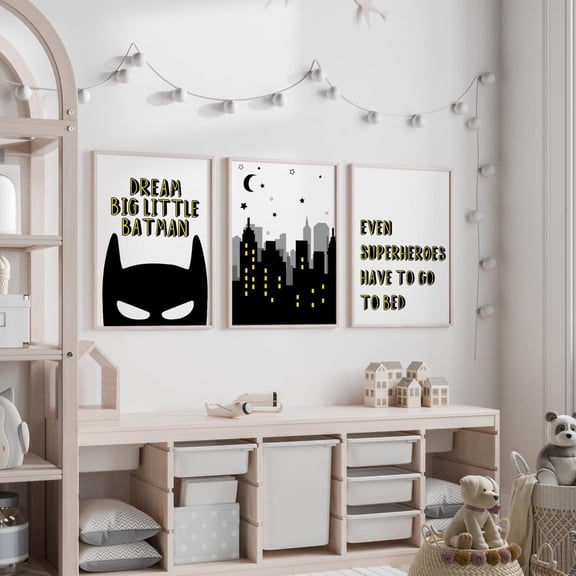 Superhero Nursery Wall Art Print, Black And White At Home, Dream Big Comic Hero, Bedroom And Nursery Decor
