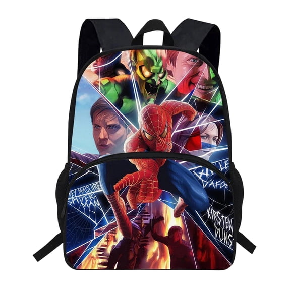 Superhero Oxford Cloth Backpack, Large Capacity Spider Web Travel Print Bookbag for School & Camping Back to School