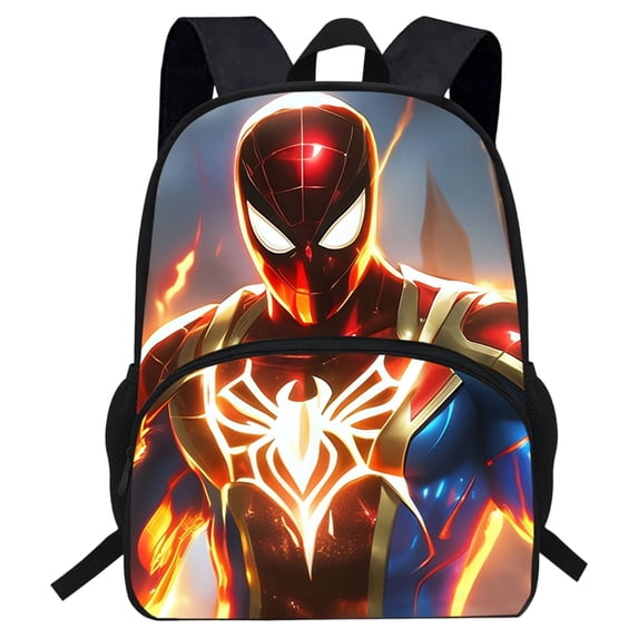 Superhero Oxford Cloth Backpack, Large Capacity Spider Web Travel Print Bookbag for School & Camping